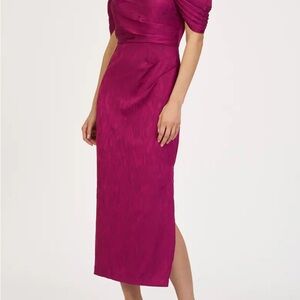 JS Collections One Shoulder Fuchsia Dress